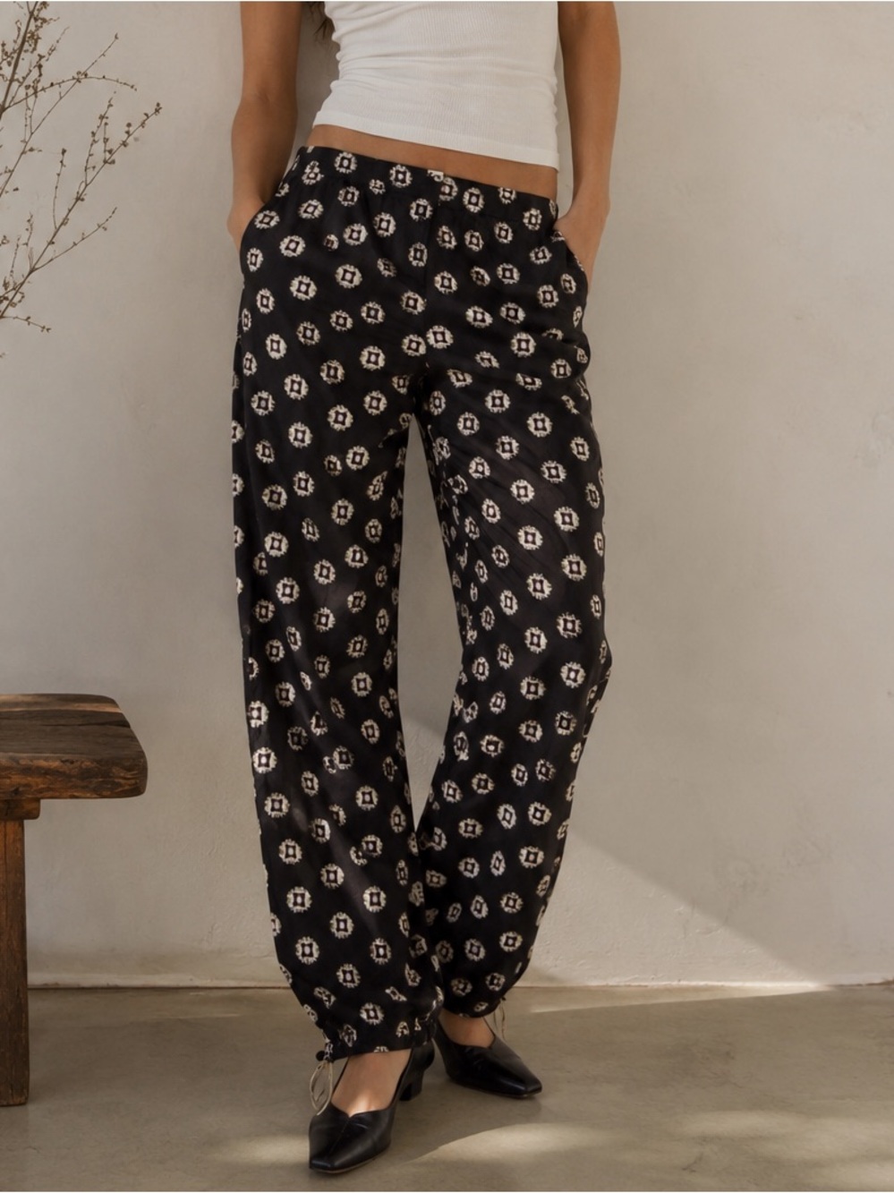 Hoss Intropia Geometric Print Cotton Trousers with Ankle Ties